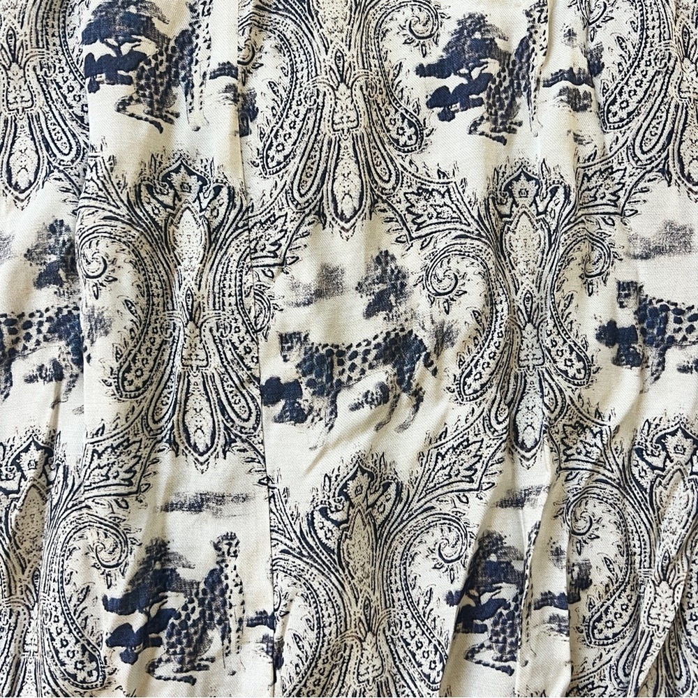 PINKO White Blue Panther Print Long Sleeve Midi Dress - Picture 14 of 16
